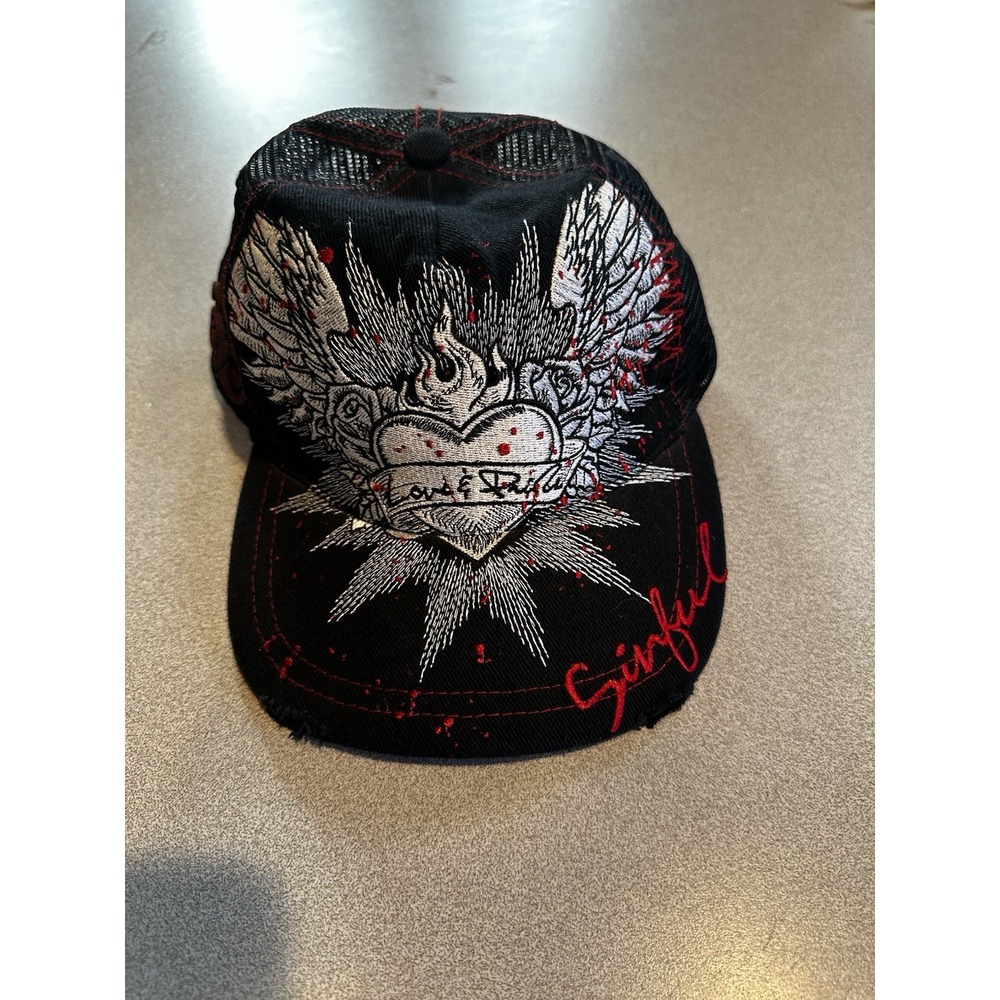 Sinful by Affliction Women's Trucker Hat Y2K Mesh Adjustable Snapback Cap Black